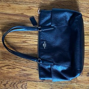 Black Pebbled Leather Coach Handbag